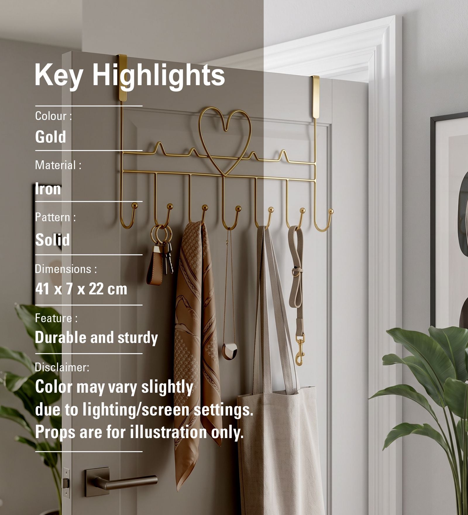 Steel Door Hanger with Gold Finish