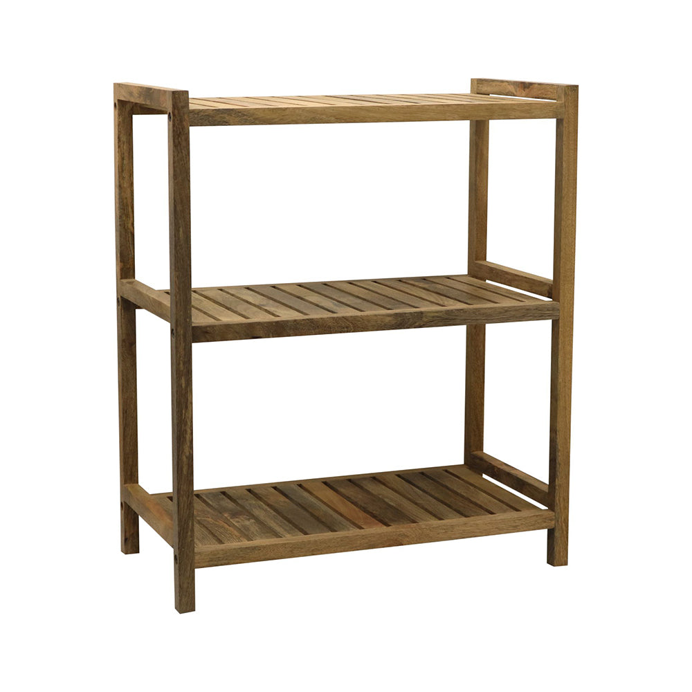 Wooden Storage Rack With 3 Shelves, Large - Natural