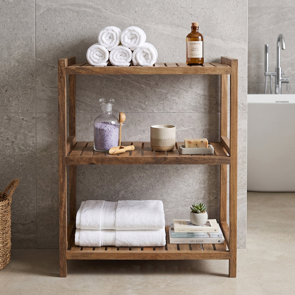 Wooden Storage Rack With 3 Shelves, Large - Natural