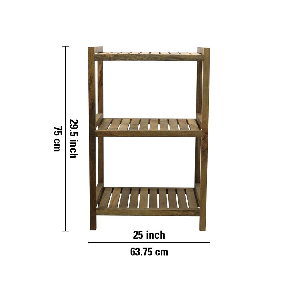 Wooden Storage Rack With 3 Shelves, Medium - Natural