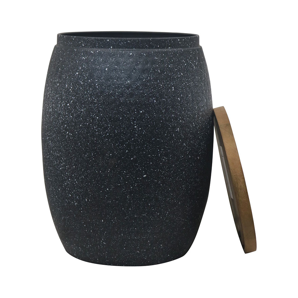 Shell Hammered Side Table With Storage - Black