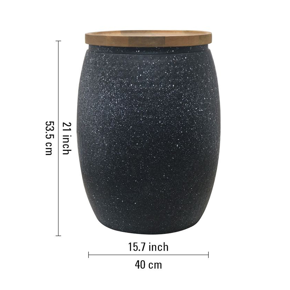 Shell Hammered Side Table With Storage - Black