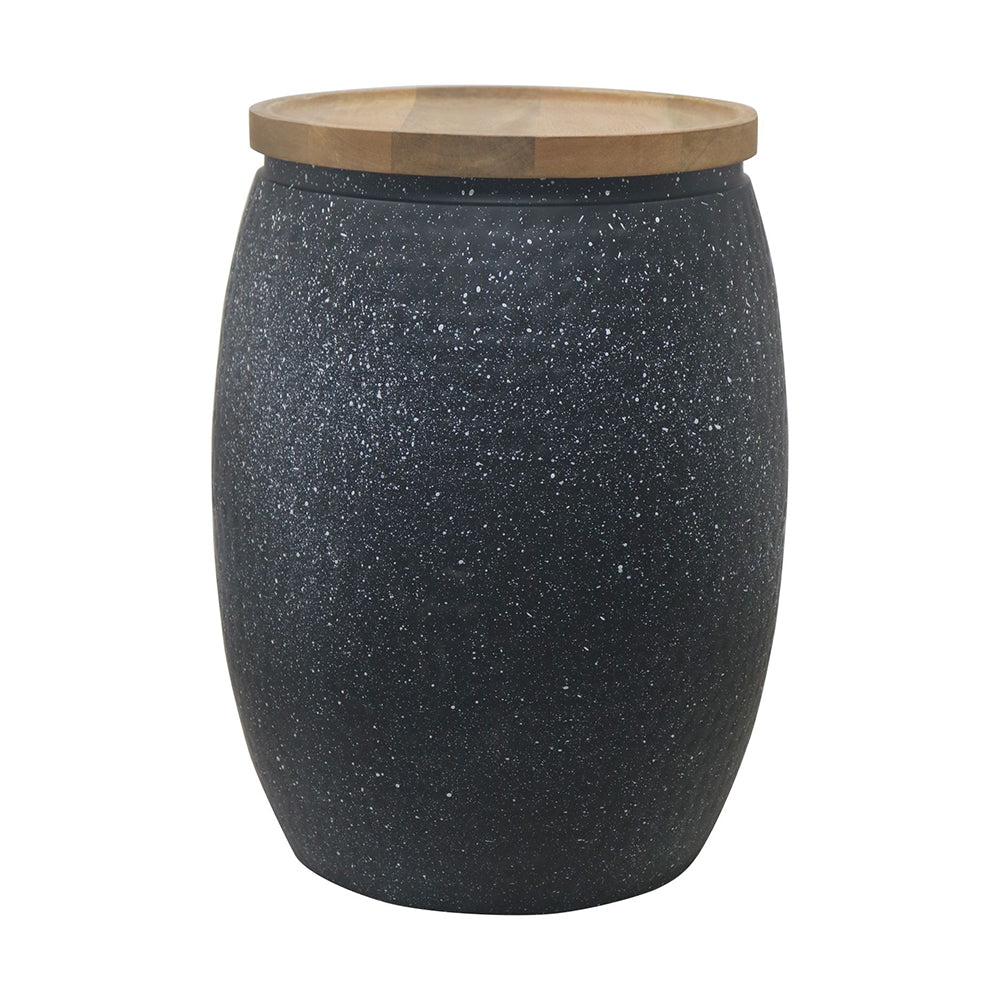 Shell Hammered Side Table With Storage - Black