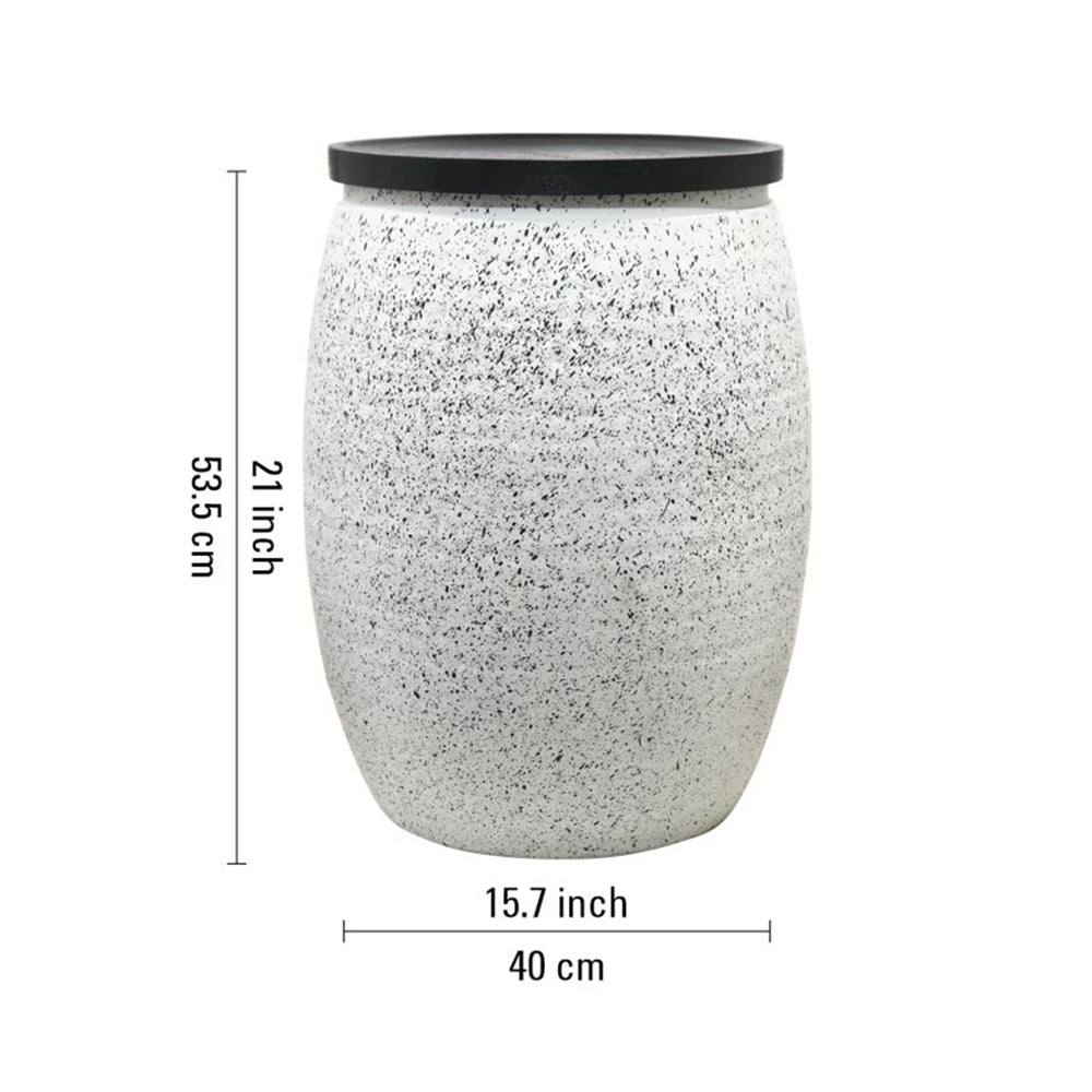 Shell Hammered Side Table With Storage - White
