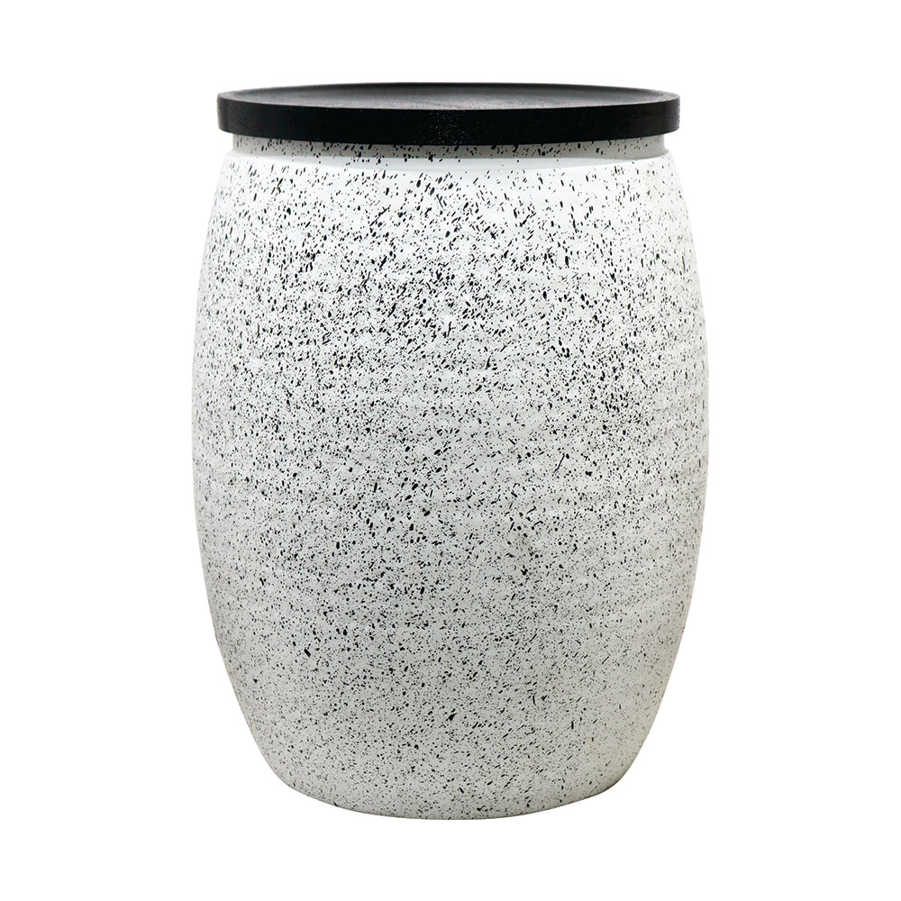Shell Hammered Side Table With Storage - White