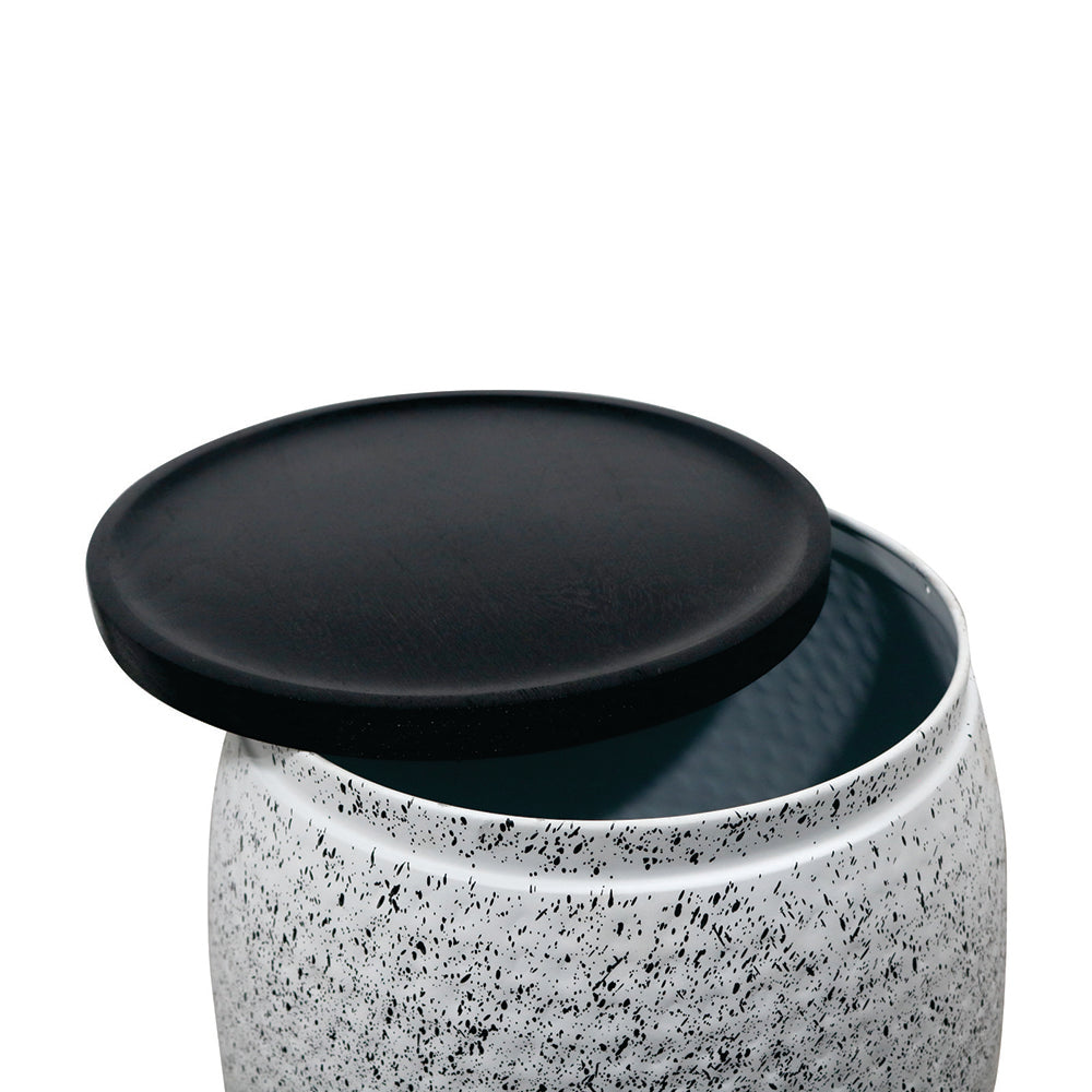 Shell Hammered Side Table With Storage - White