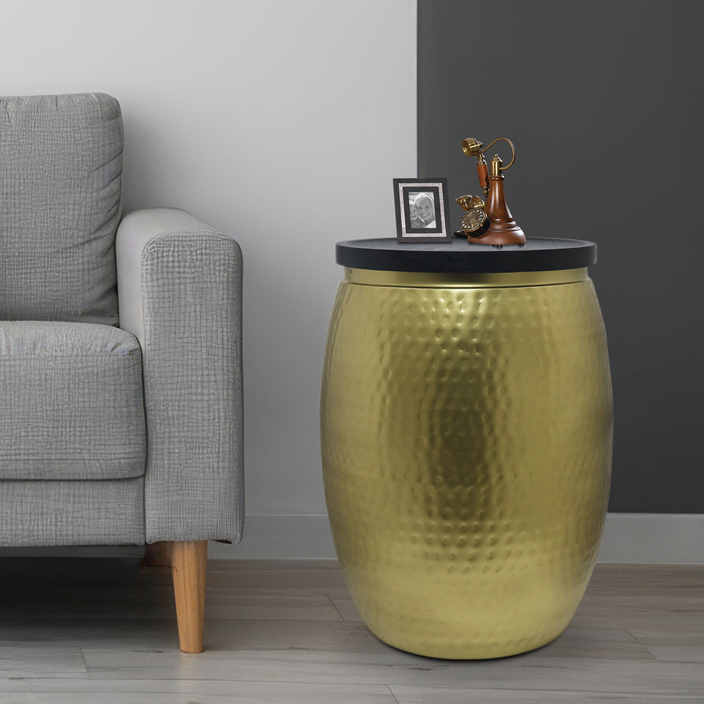 Iron Hammered Design Storage Side Table For Home, Kitchen And Office