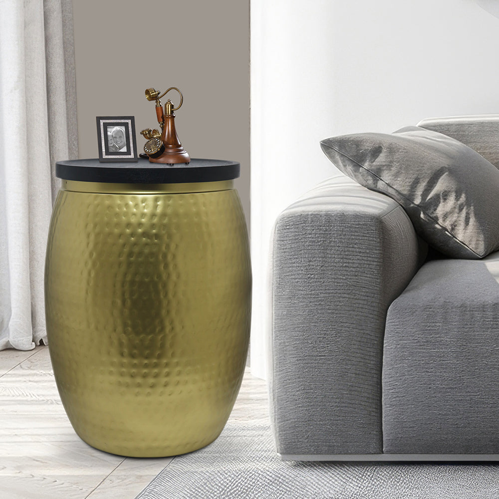 Iron Hammered Design Storage Side Table For Home, Kitchen And Office