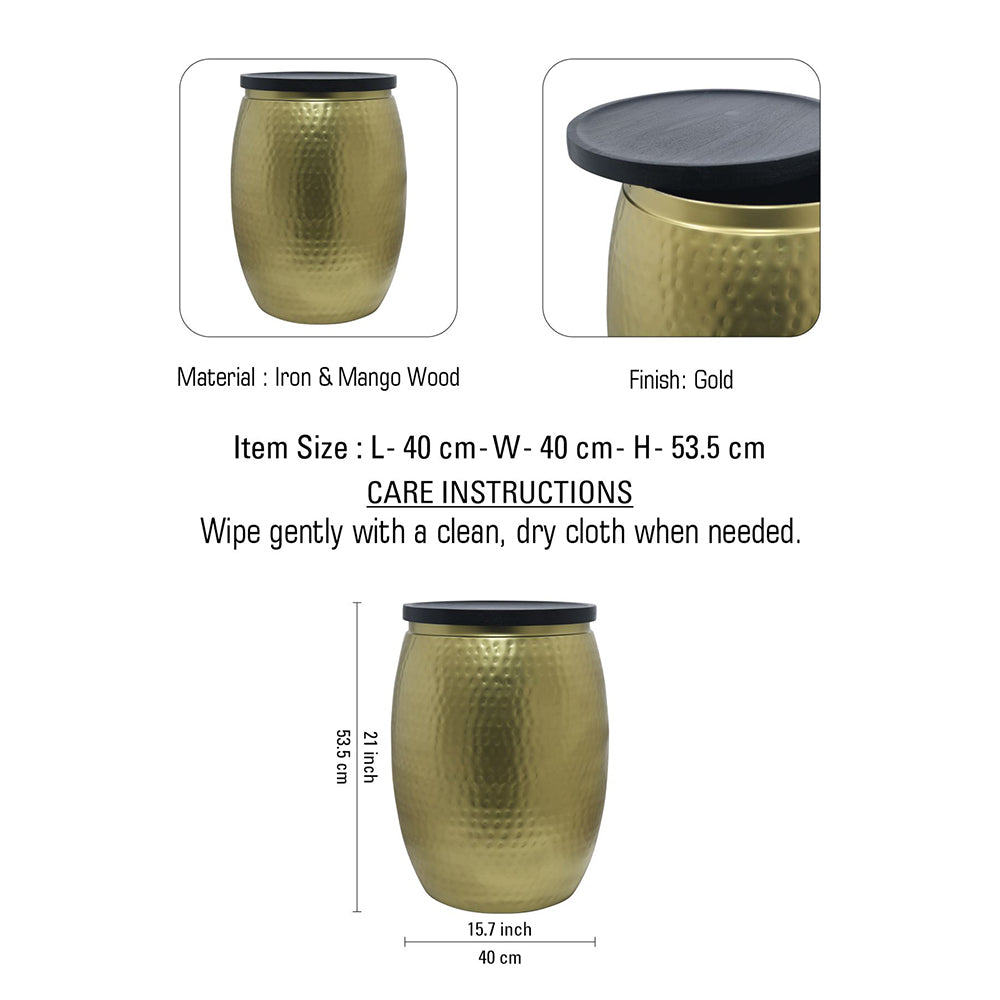 Iron Hammered Design Storage Side Table For Home, Kitchen And Office