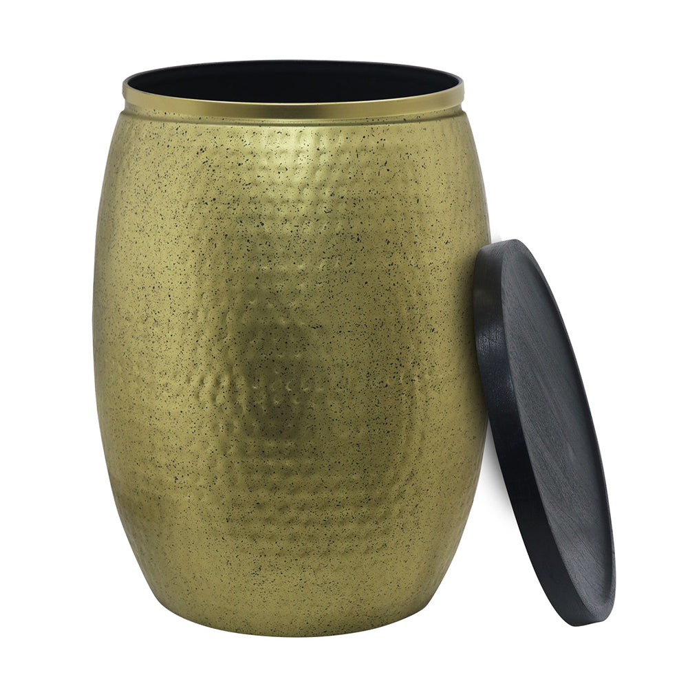Shell Hammered Side Table With Storage - Gold-Speckle