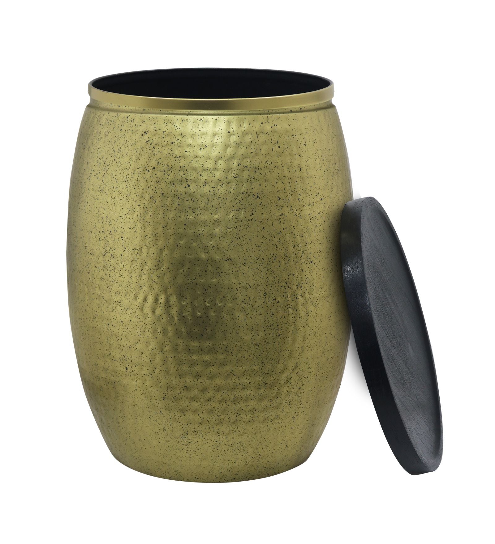 Shell Hammered Side Table With Storage - Gold-Speckle