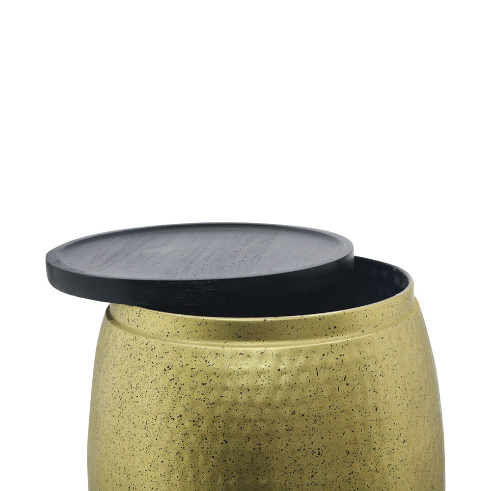 Shell Hammered Side Table With Storage - Gold-Speckle