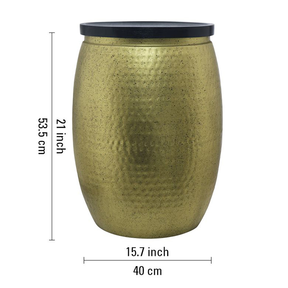 Shell Hammered Side Table With Storage - Gold-Speckle