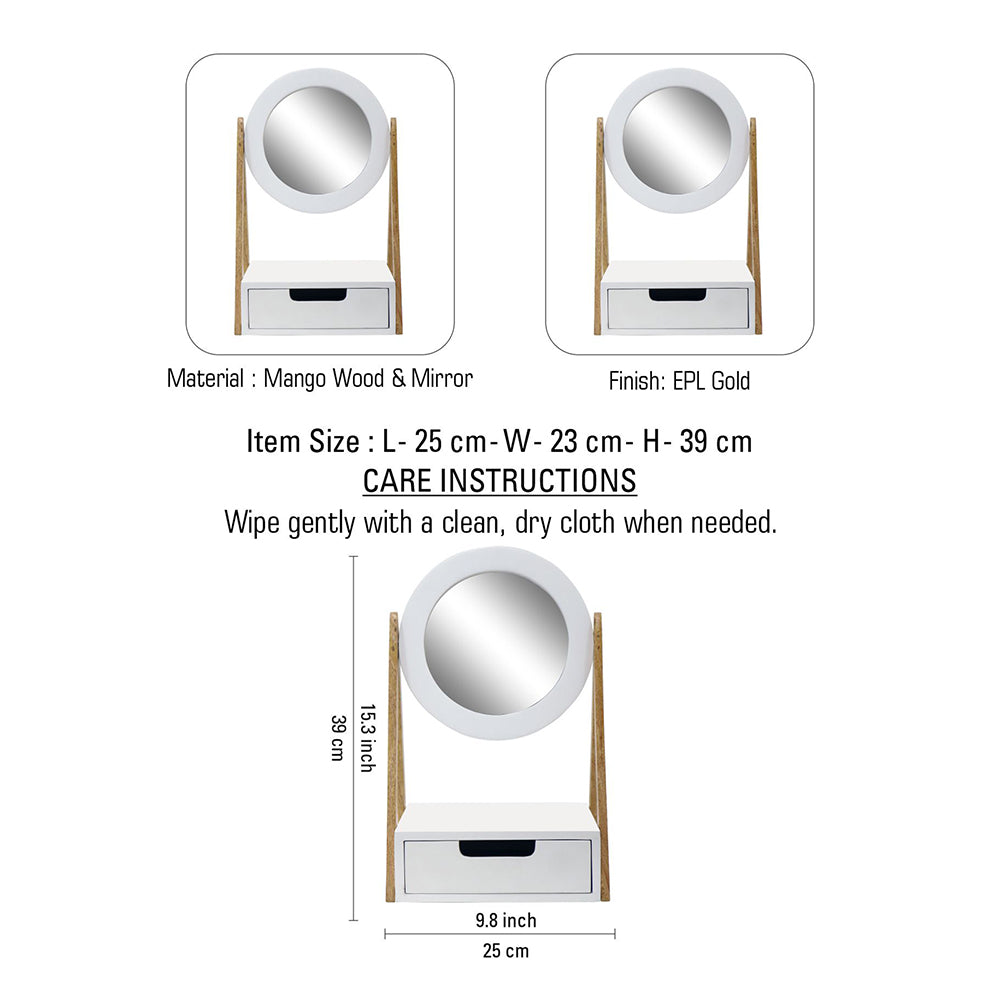 Wooden Vanity Mirror With White Deco for Home Décor
