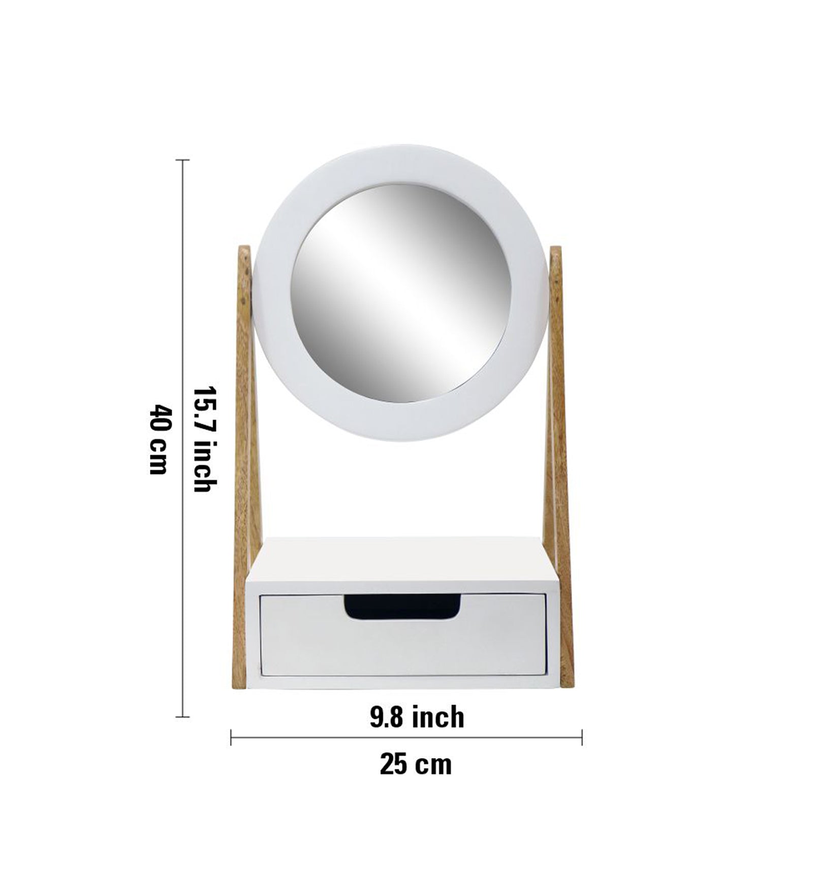 Wooden Vanity Mirror With Storage Drawer - White