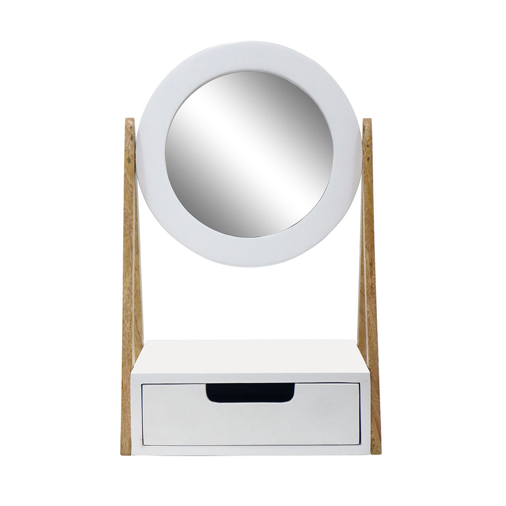 Wooden Vanity Mirror With White Deco for Home Décor