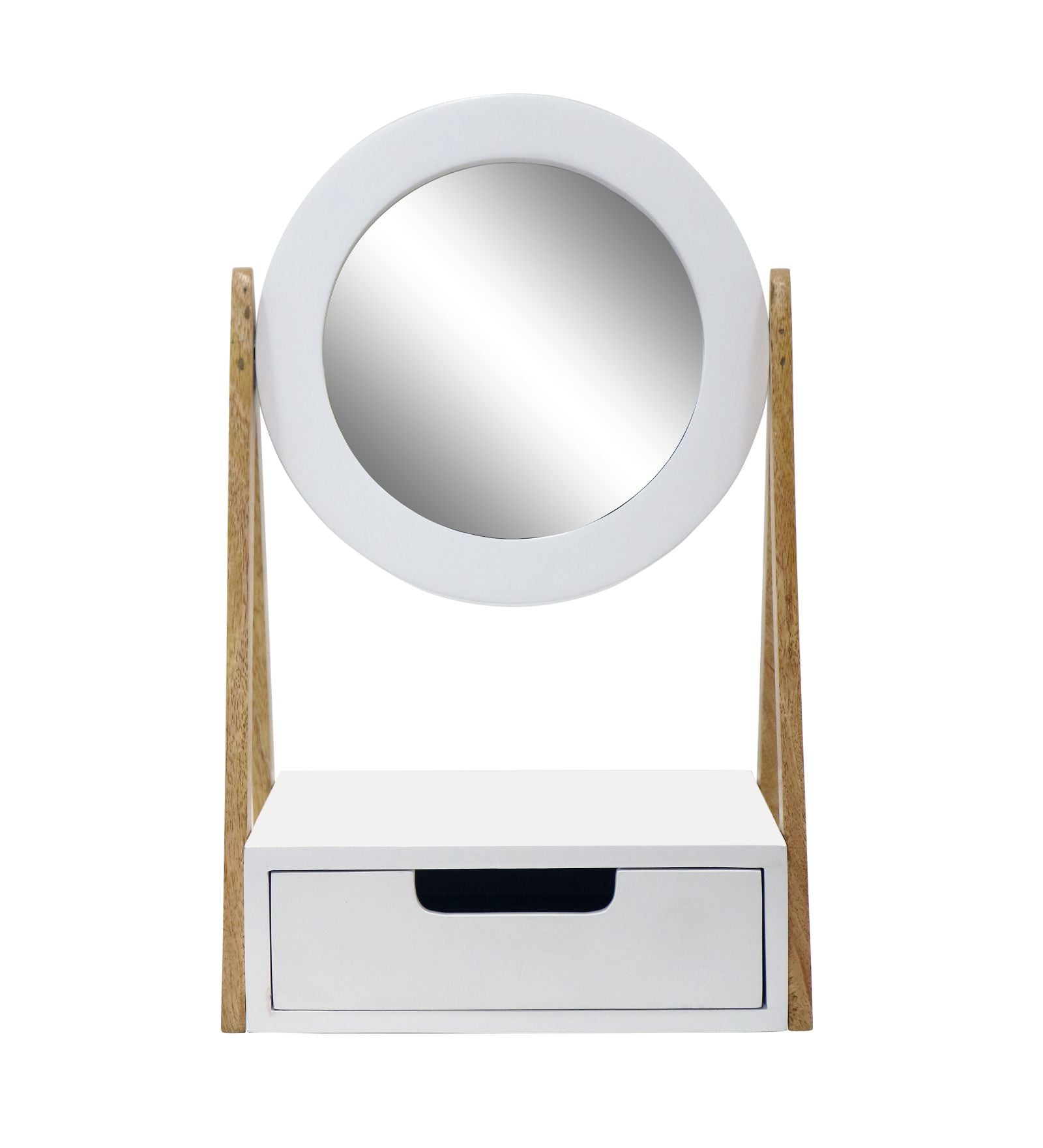 Wooden Vanity Mirror With Storage Drawer - White