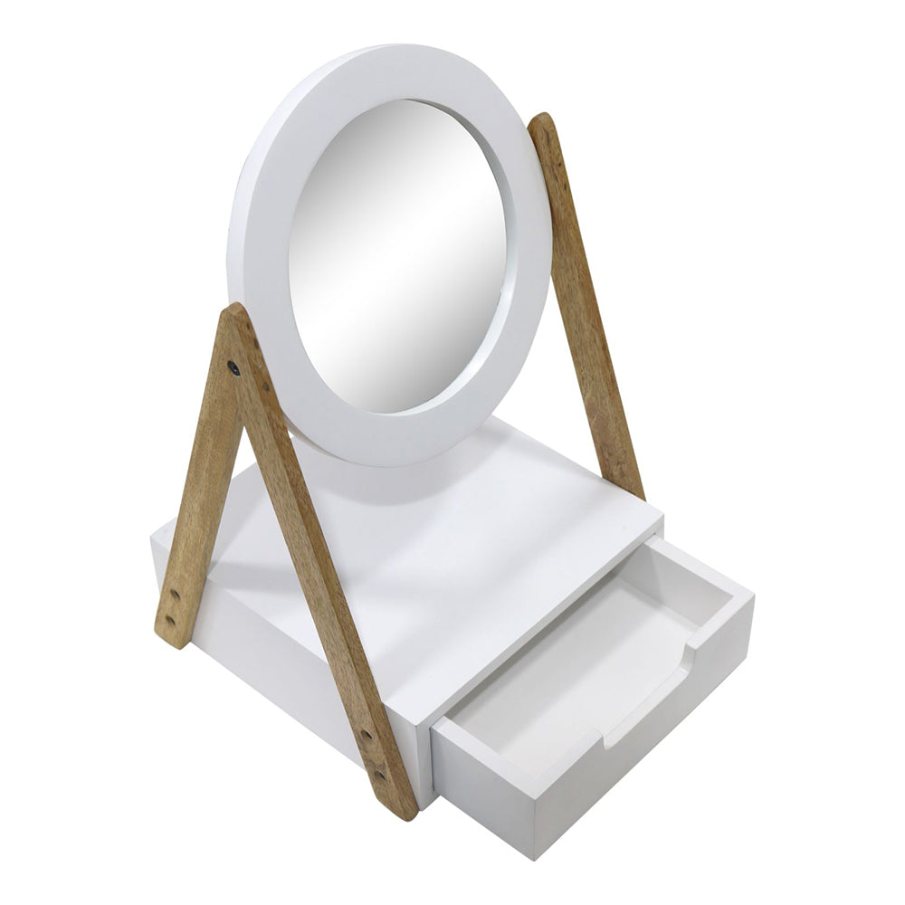 Wooden Vanity Mirror With White Deco for Home Décor