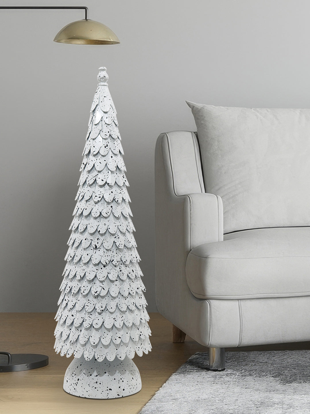Elegant White Speckled Christmas For Tree Home Decoration Powder Unique Metal Décor Contemporary Holiday Accent