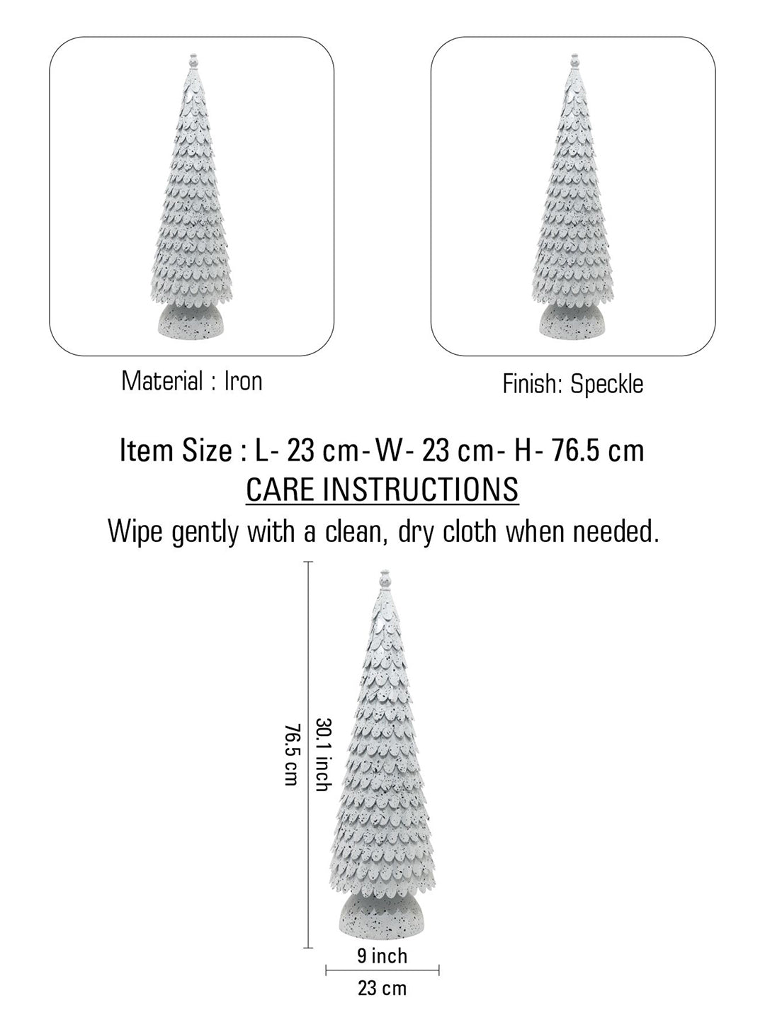 Elegant White Speckled Christmas For Tree Home Decoration Powder Unique Metal Décor Contemporary Holiday Accent