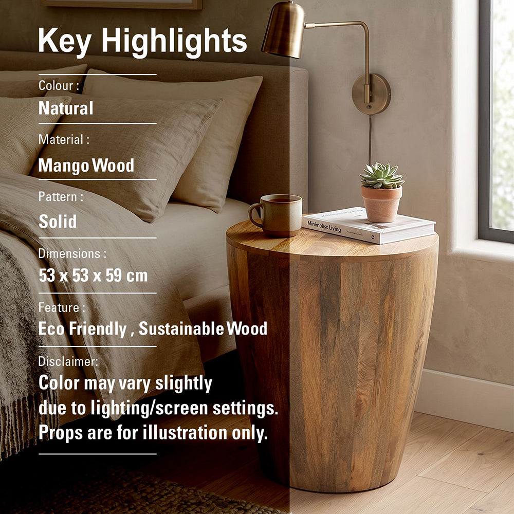 Zenn Solid Wood Side Table - Natural