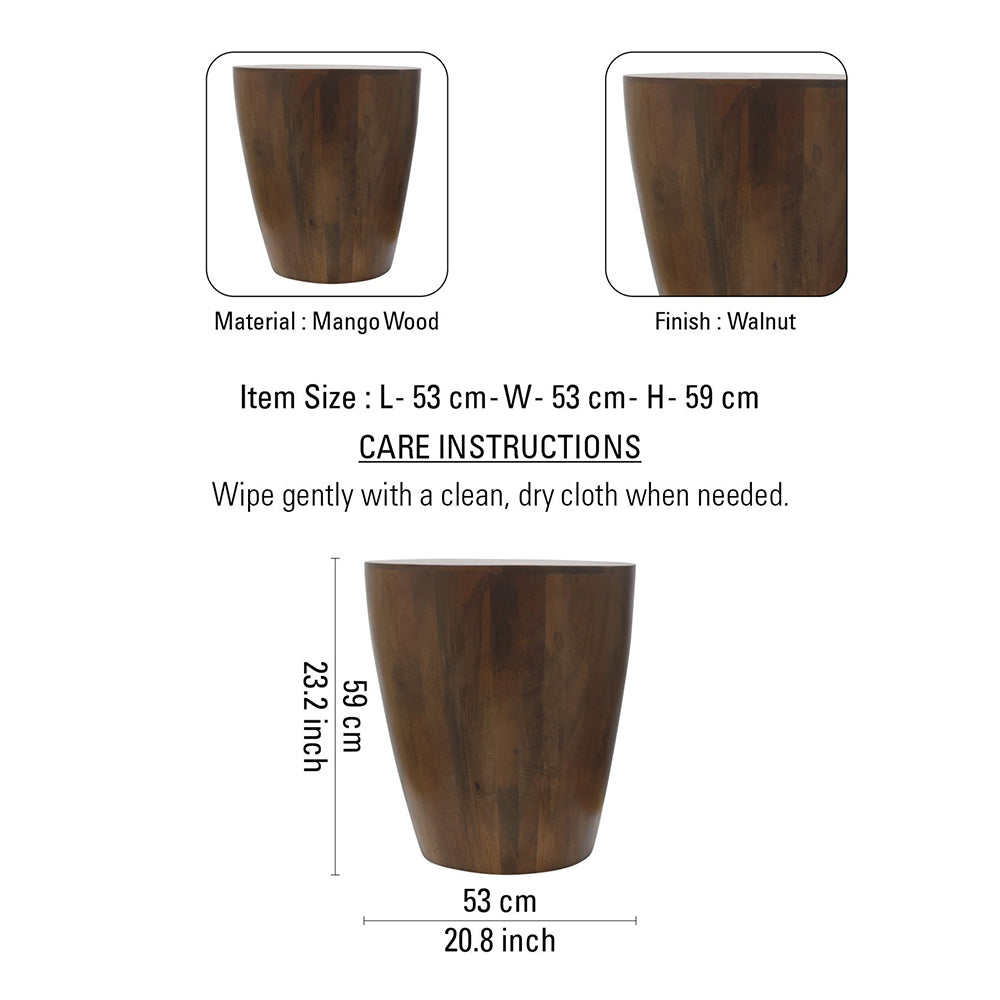 Solid Wood Side Table - Natural