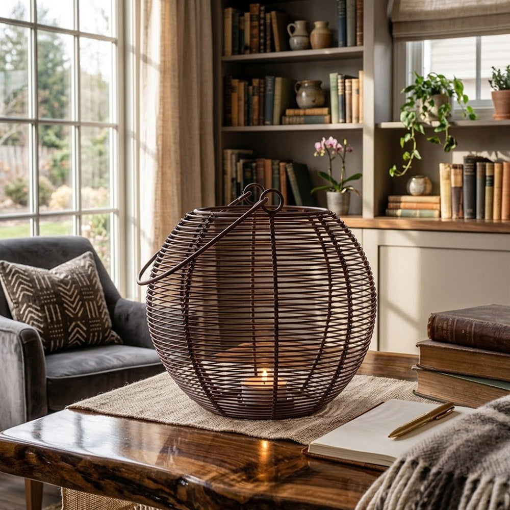 Metal Wire Lantern - Brown