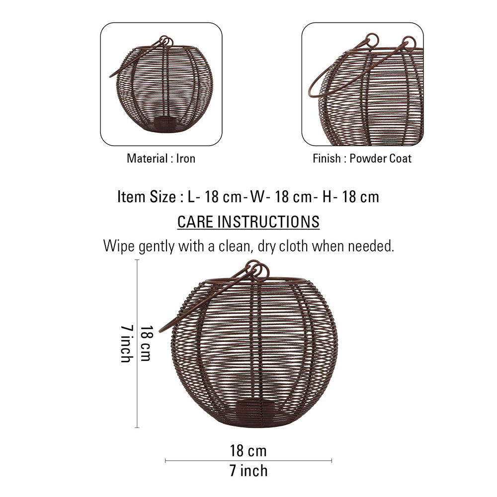Iron Round Wire Lantern For Home Décor