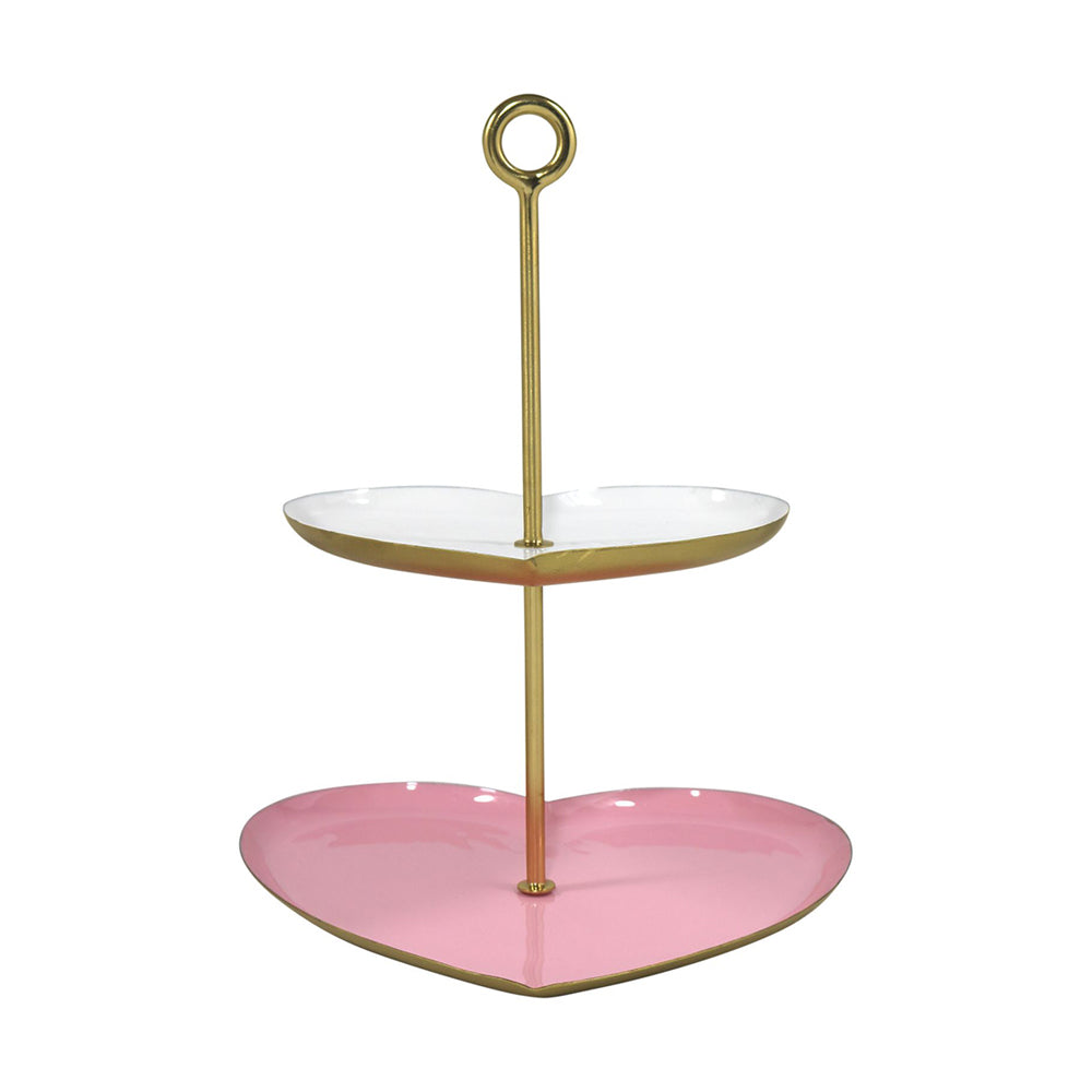 Metal Cake stand With White top & Pink Base