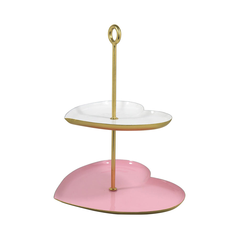 Metal Cake stand With White top & Pink Base