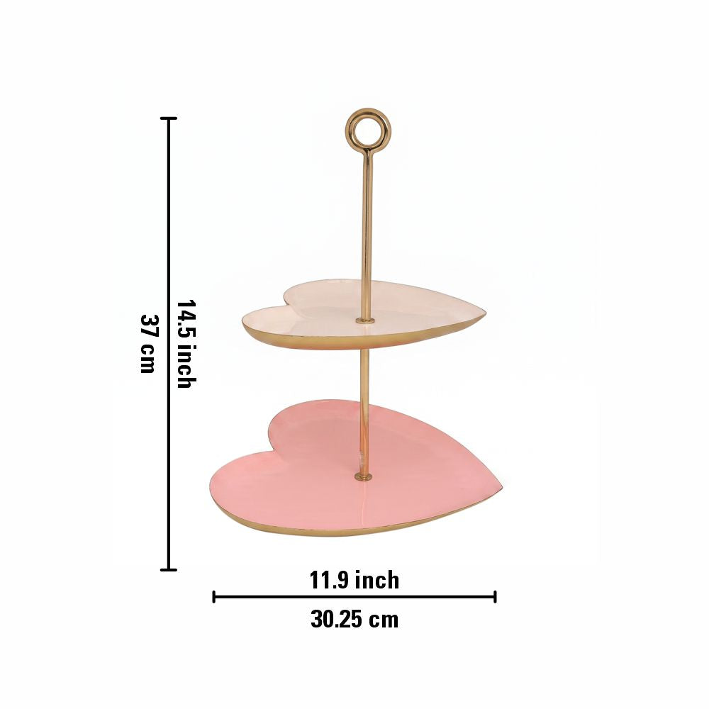2 Tier Heart Shaped Metal Cake Stand - Multi