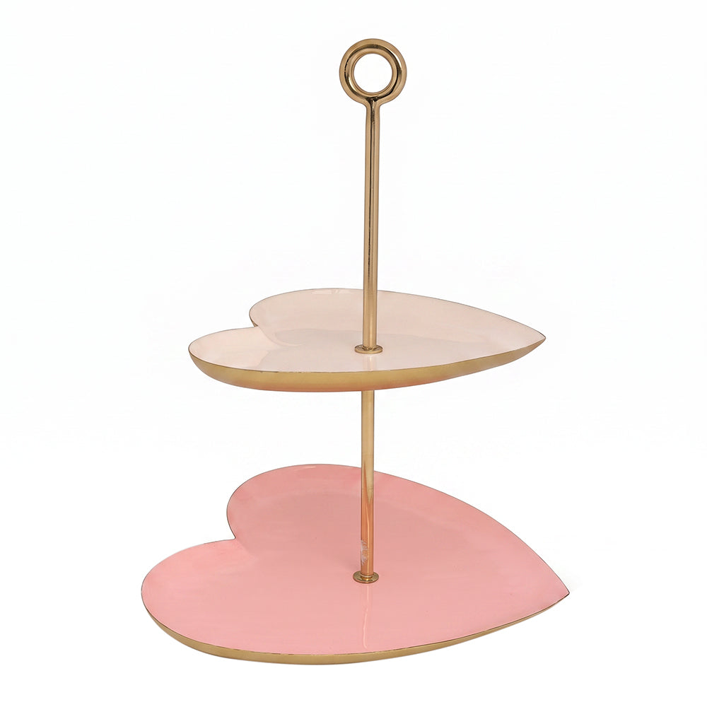 2 Tier Heart Shaped Metal Cake Stand - Multi