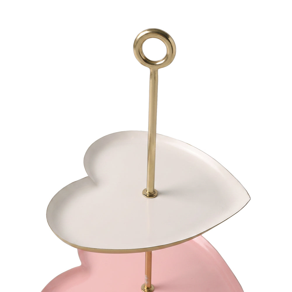 2 Tier Heart Shaped Metal Cake Stand - Multi