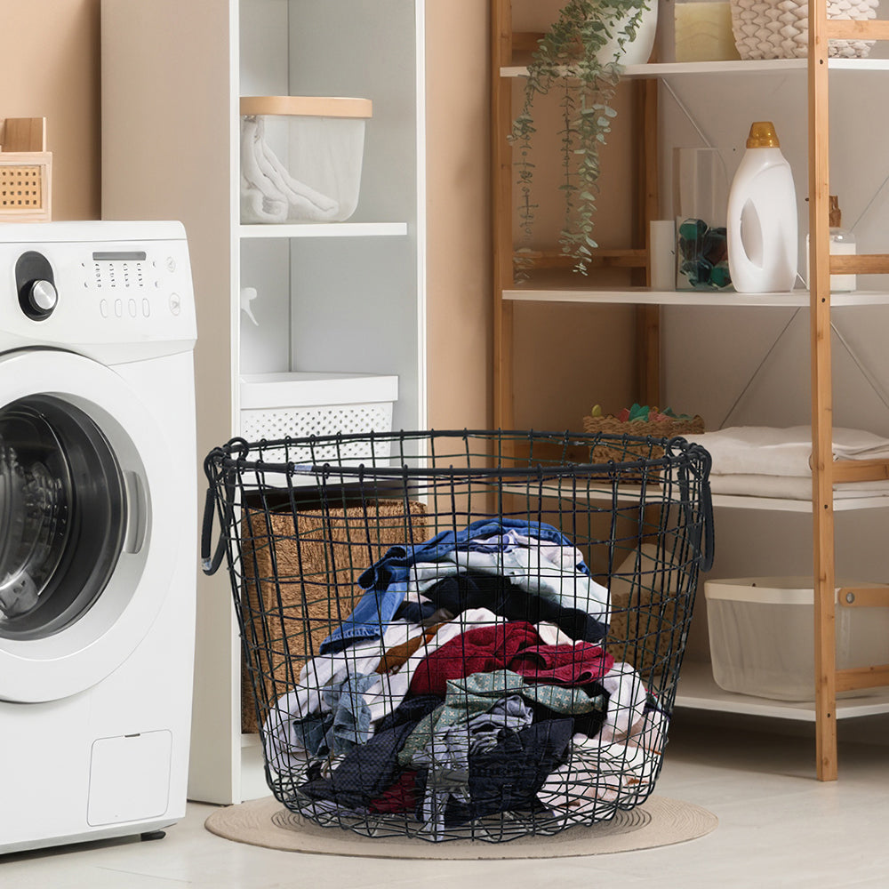 Iron Handcrafted Black Basket - Round