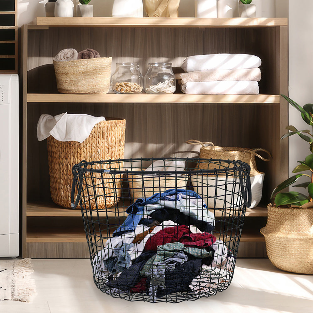 Iron Handcrafted Black Basket - Round