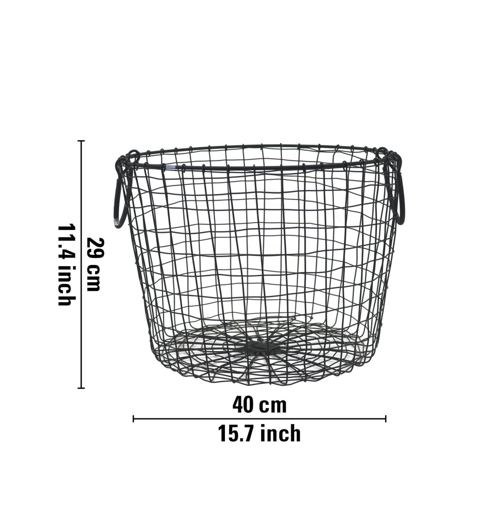 Metal Storage Basket, Round - Black