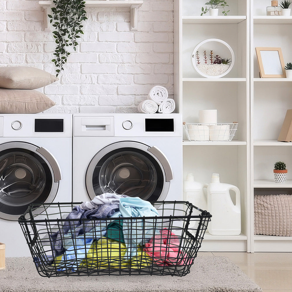 Iron Handcrafted Black Basket - Rectangular