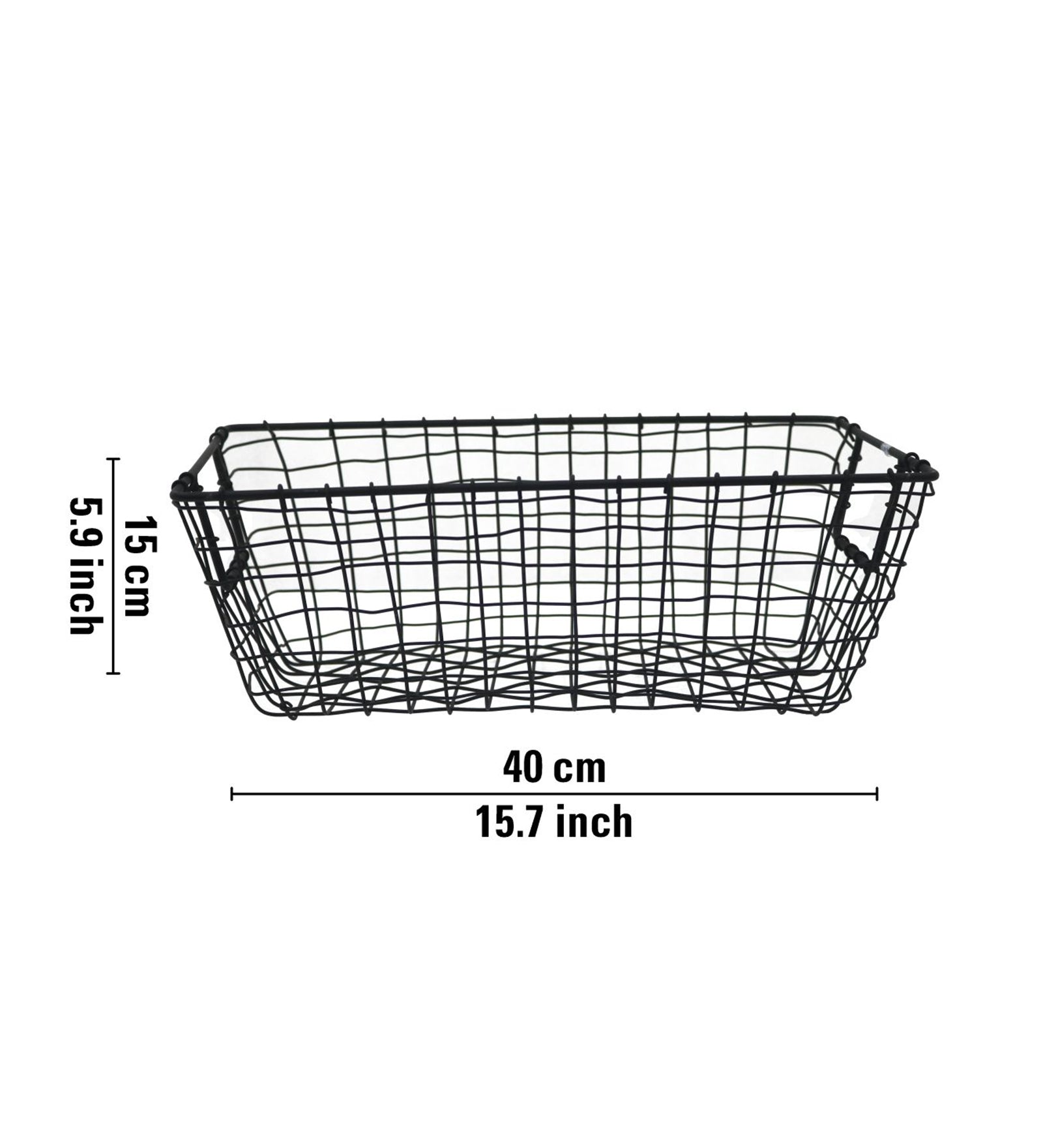 Metal Storage Basket, Rectangle - Black