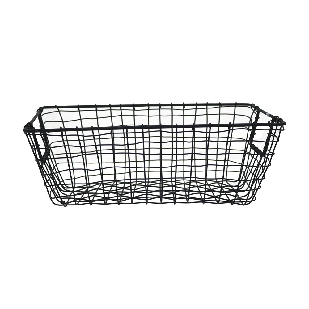 Iron Handcrafted Black Basket - Rectangular