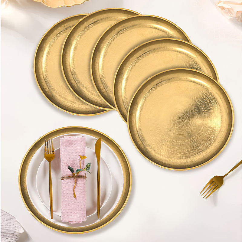 Metal Charger Plate Iron EPL Gold Set of 6