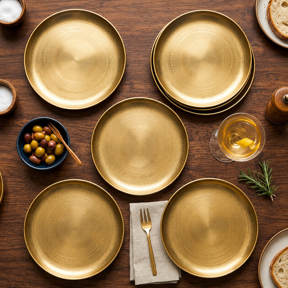 Metal Charger Plates, Set Of 6 - Gold