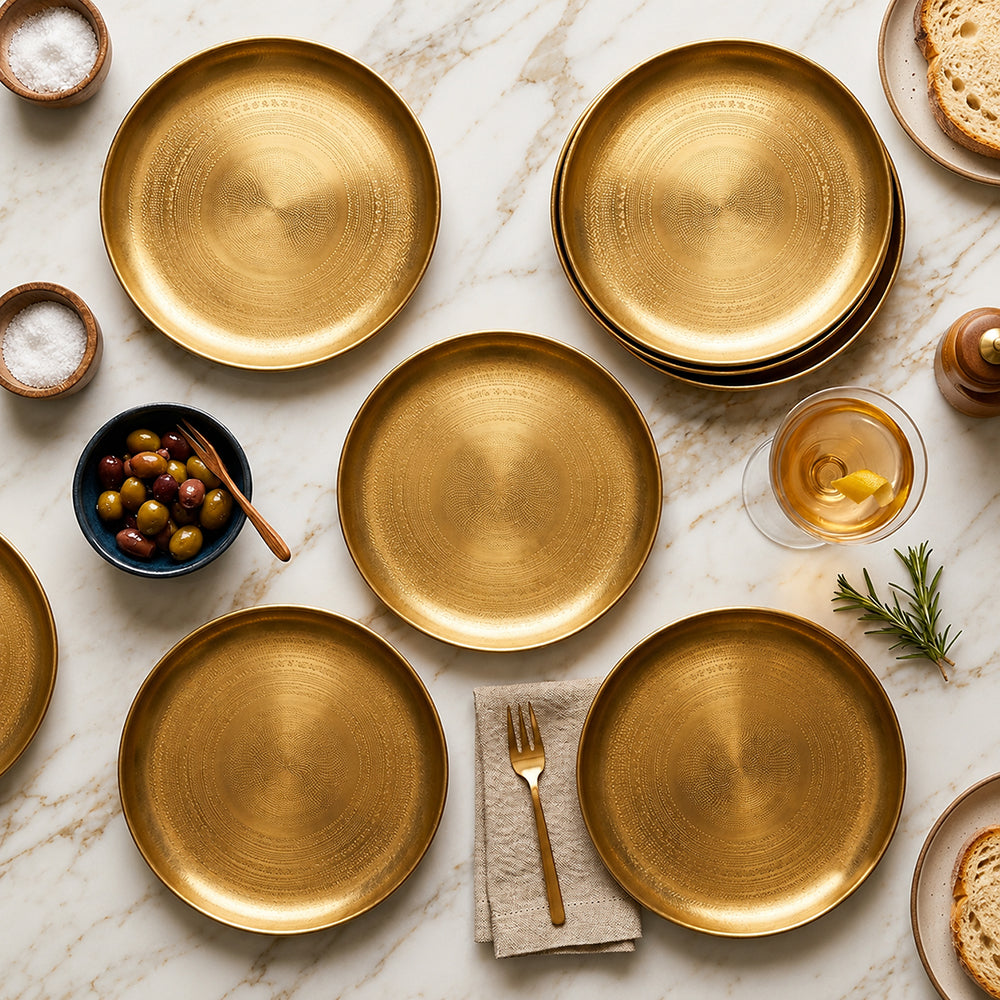 Metal Charger Plates, Set Of 6 - Gold