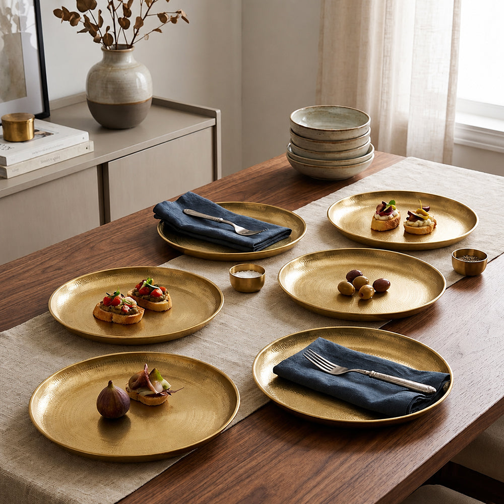 Metal Charger Plates, Set Of 6 - Gold
