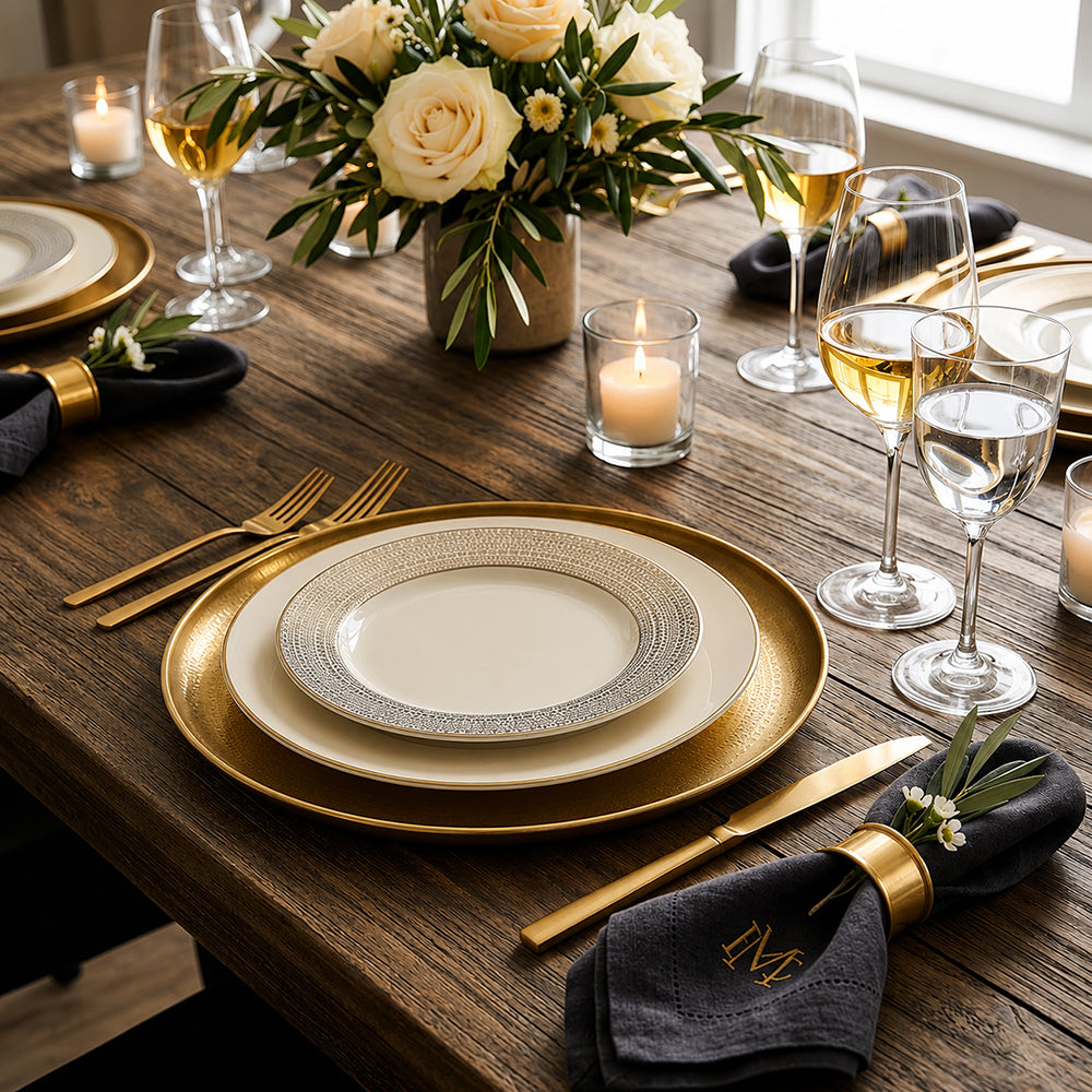 Metal Charger Plates, Set Of 6 - Gold