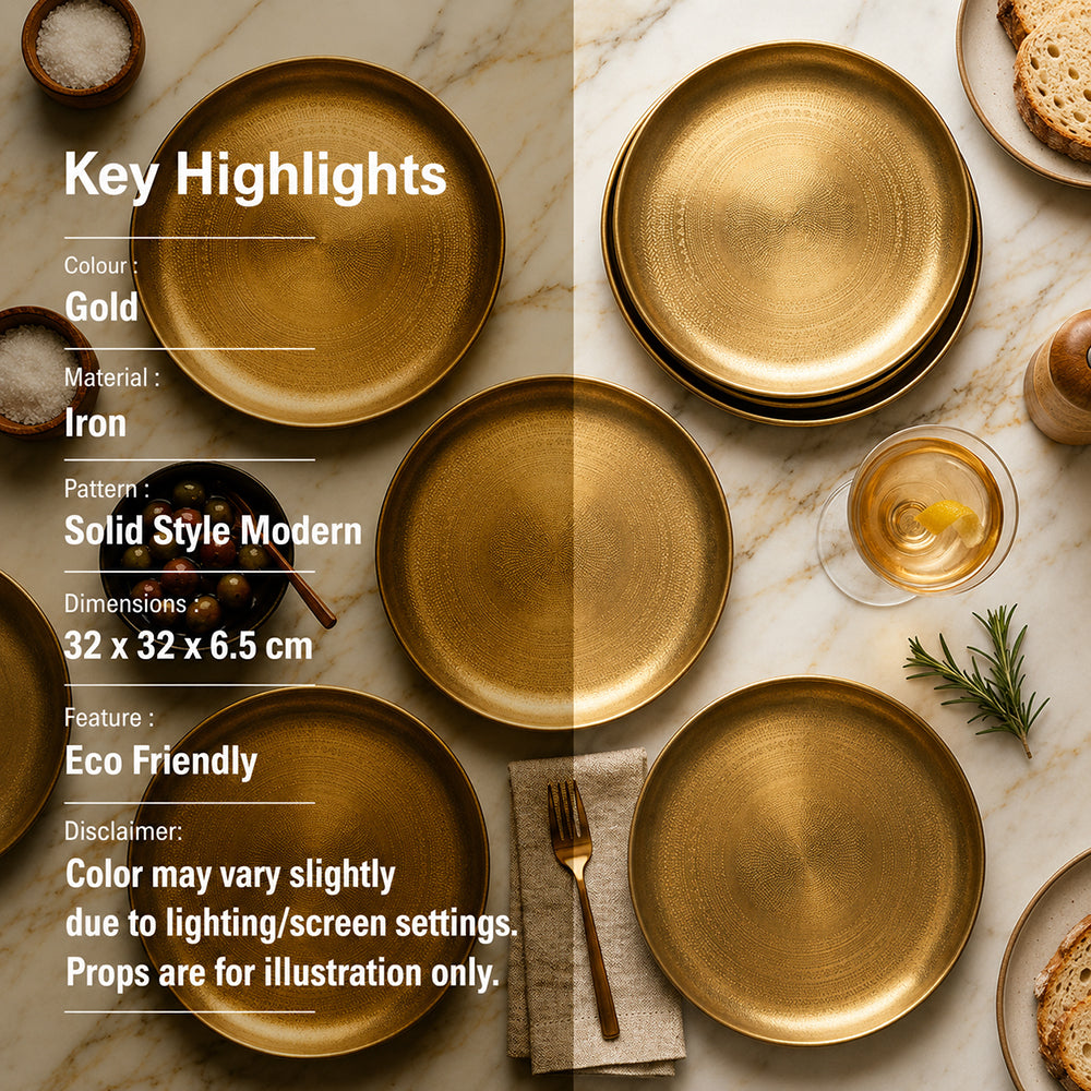 Metal Charger Plates, Set Of 6 - Gold