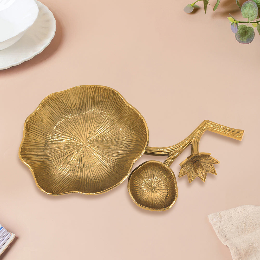 Metal Snack Tray Aluminum EPL Gold 1 Piece