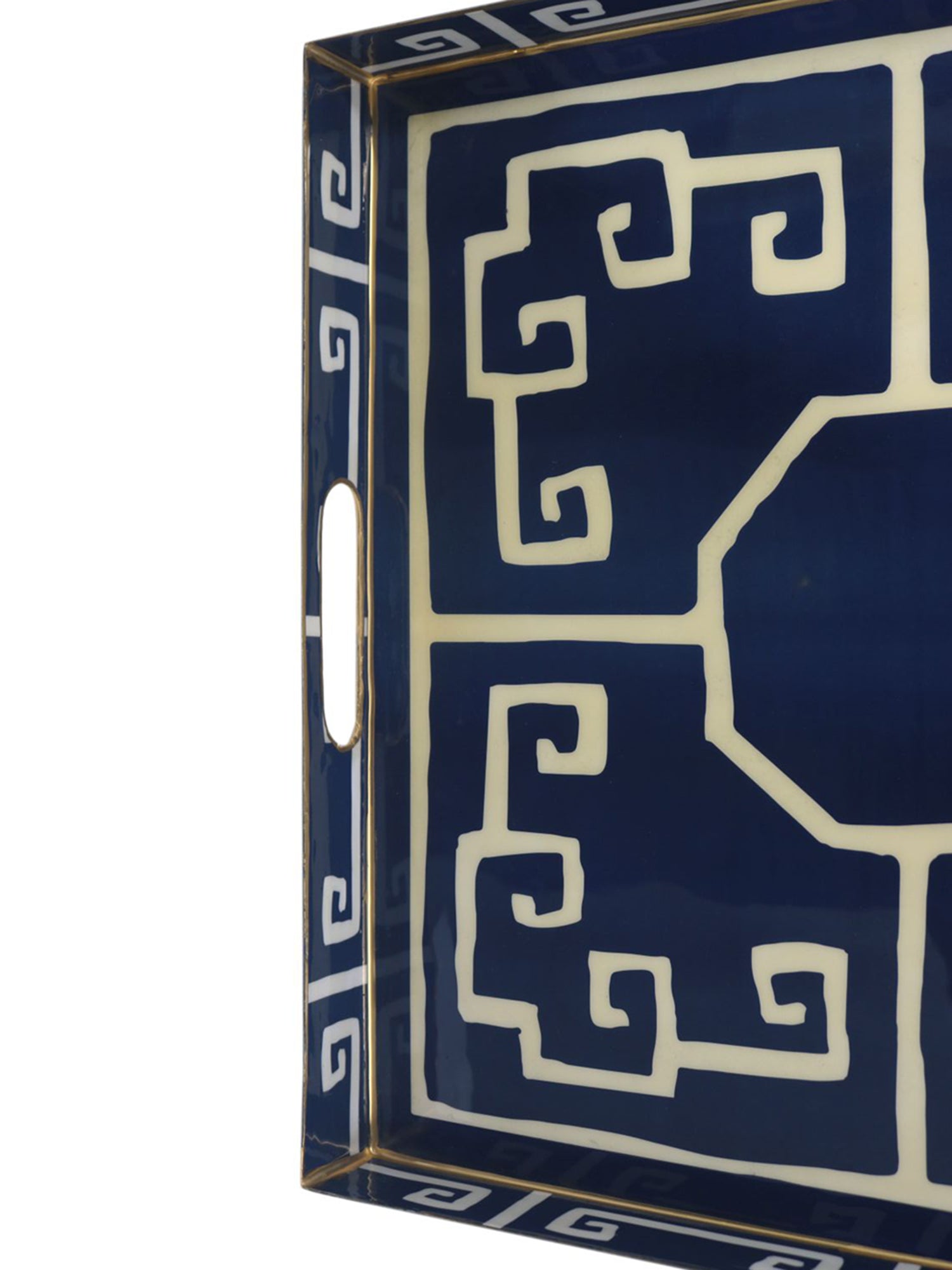 Iron Rectangle Enamel Designer Blue Serving Tray For Kitchen , Office