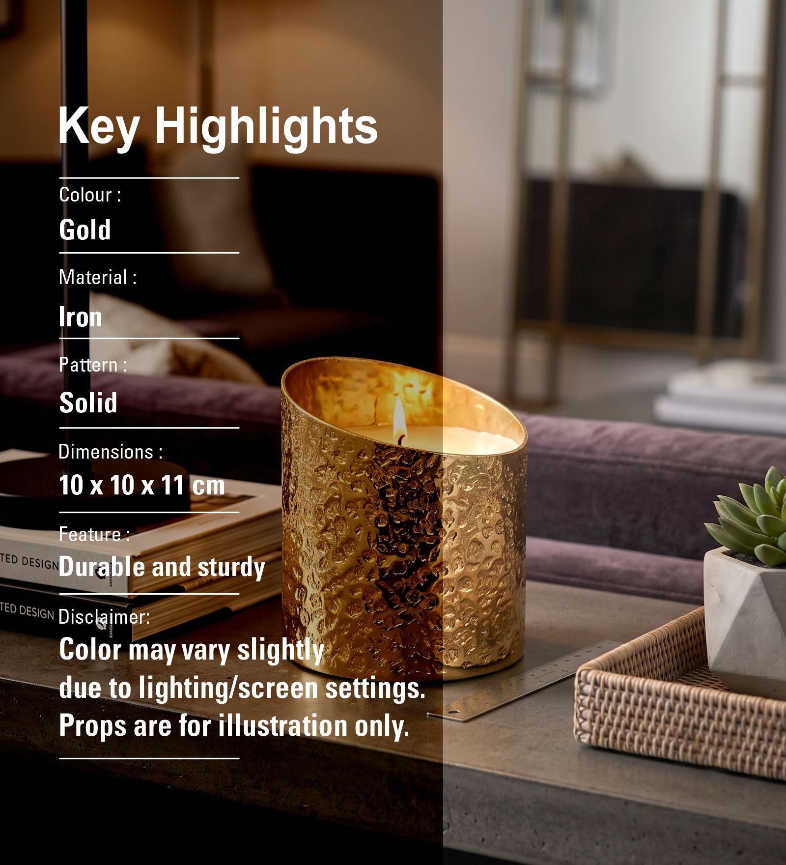 Metal Tealight Holder - Gold