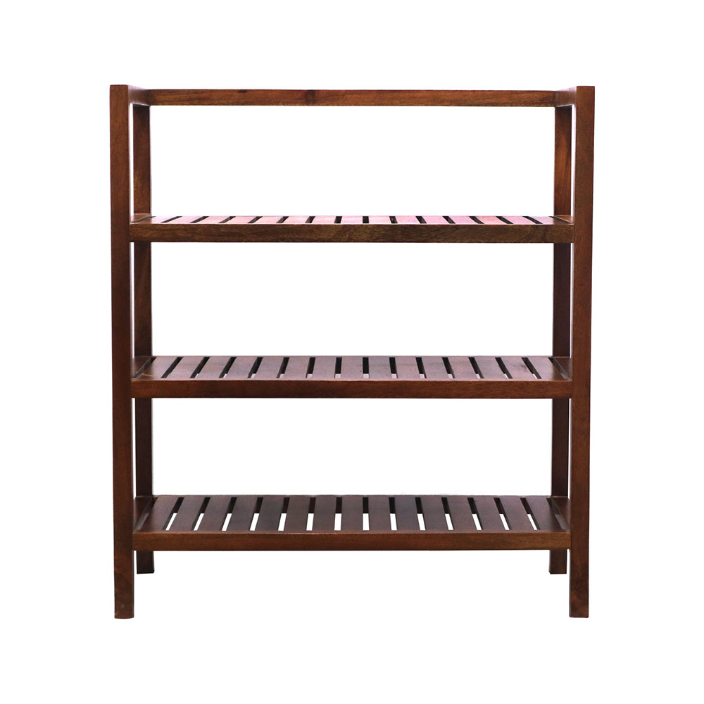 Wooden Storage Rack With 3 Shelves, Large - Walnut