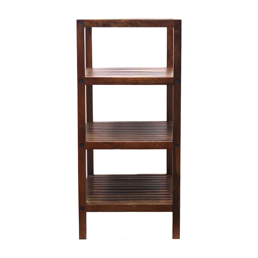 Wooden Storage Rack With 3 Shelves, Large - Walnut